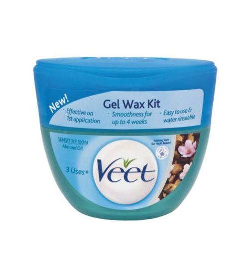 Veet Gel Wax Kit Sensitive Skin Almond Oil 250ml