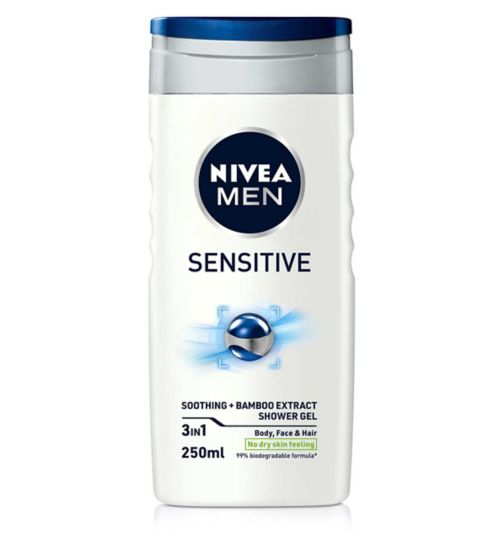 NIVEA MEN Sensitive Shower Gel for Body, Face & Hair 250ml