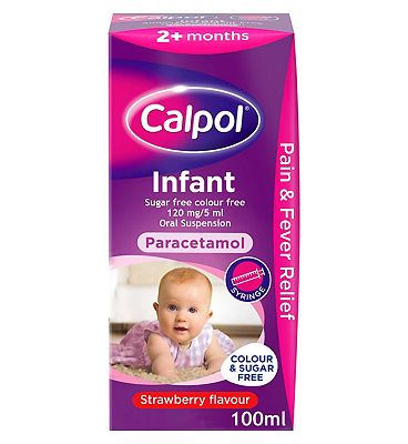 Calpol Infant Sugar Free & Colour Free 120 mg/5 ml Oral Suspension Strawberry Flavour 2+ Months - 10