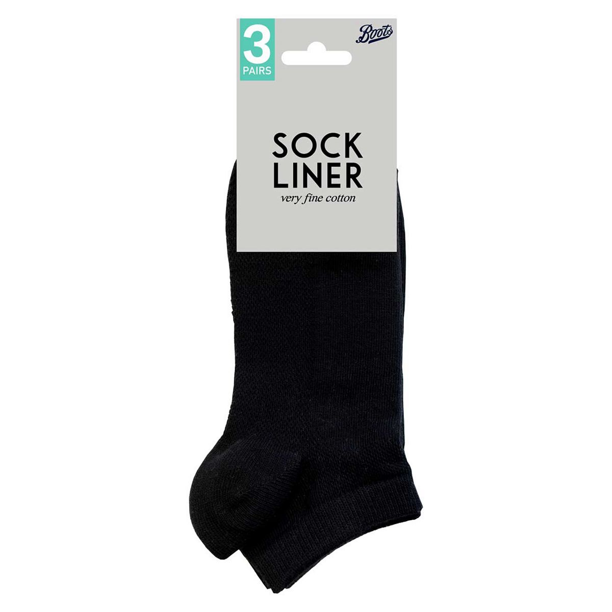 Boots Very Fine Cotton Trainer Liners Black Size 4-8