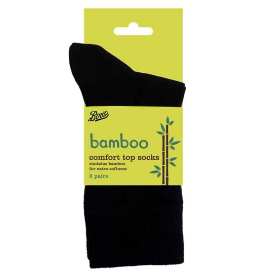 Boots Bamboo Comfort Top Socks 3 pair pack Black Size 4-7