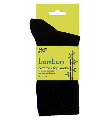 Boots Bamboo Comfort Top Socks 3 pair pack Black Size 4-7