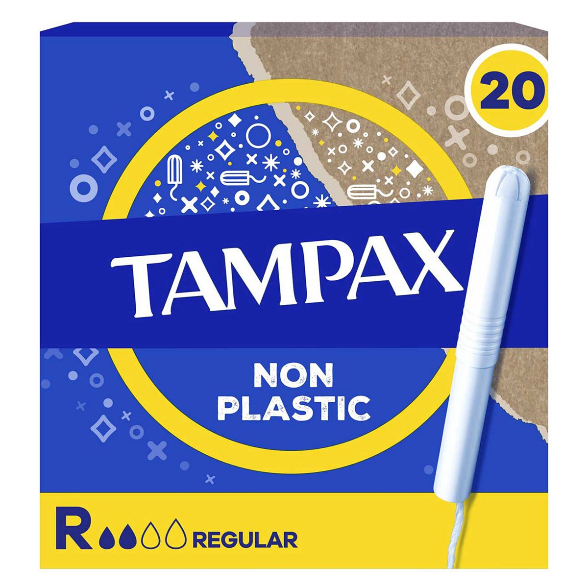Tampax Regular Tampons With Cardboard Applicator 20 Count, Leak Protection, Feel Clean, Non Plastic