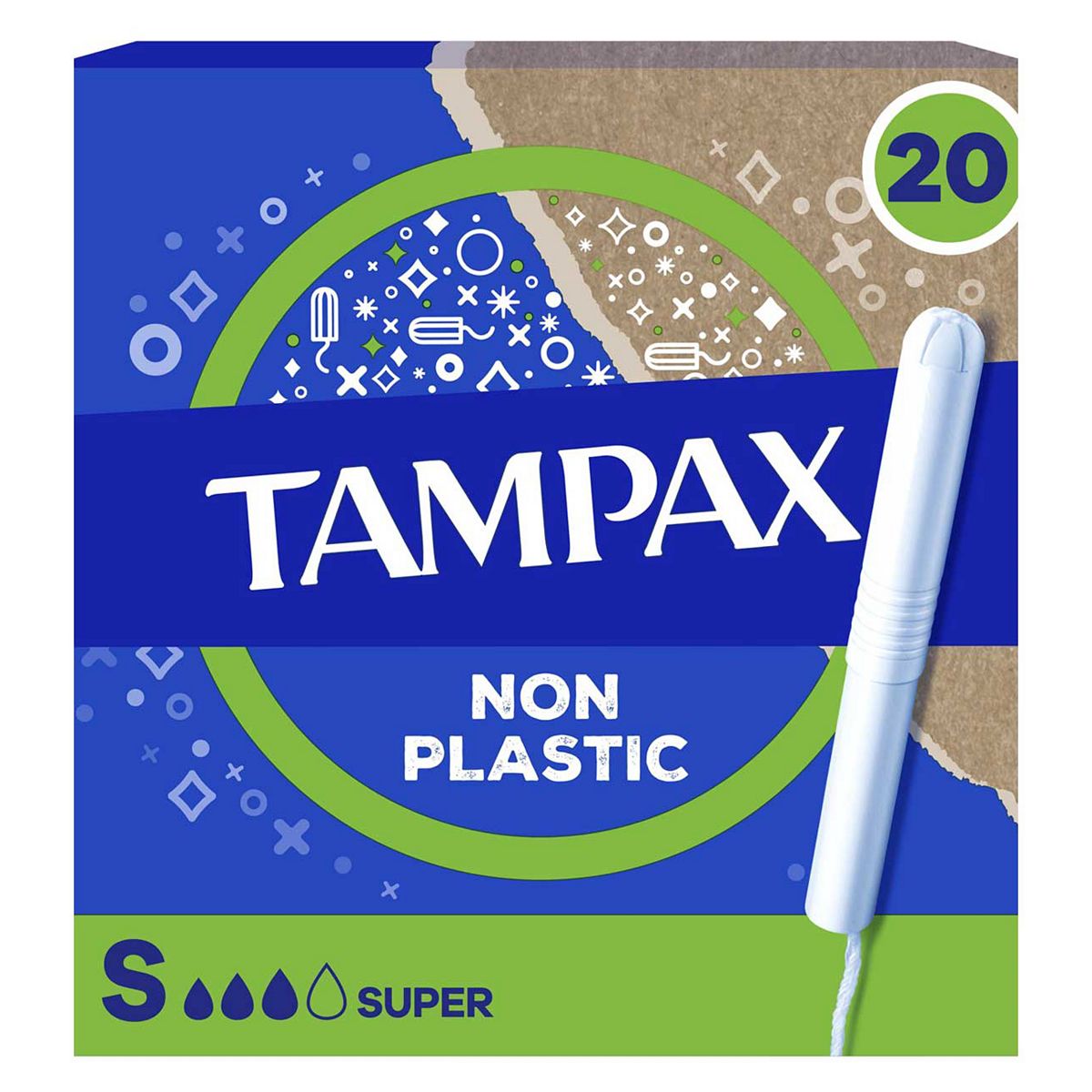 Tampax Super Tampons With Cardboard Applicator 20 Count, Leak Protection, Feel Clean, Non Plastic