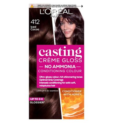 L'Oreal Paris Casting Creme Gloss Semi-Permanent Hair Dye, Brown Hair Dye 412 Iced Cocoa