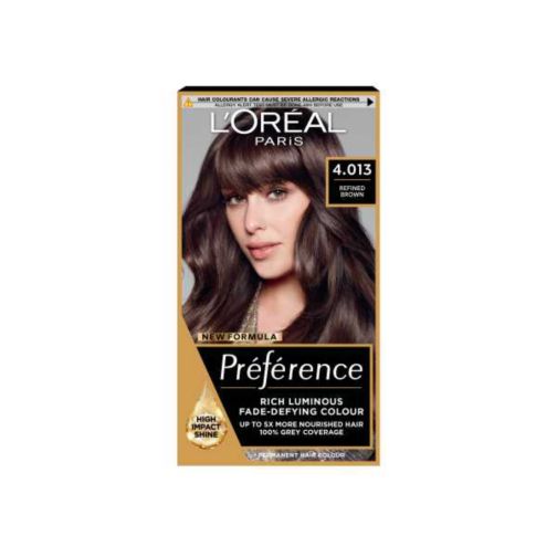 L’Oréal Paris Preference Permanent Hair Dye, Luminous Colour, Refined Brown 4.013