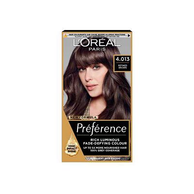 LOral Paris Preference Permanent Hair Dye, Luminous Colour, Refined Brown 4.013
