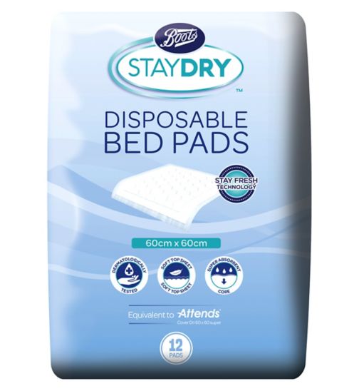 Boots Staydry Disposable Bed Pads 12 Incontinence - Disposable Toilet Seat Covers Boots