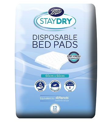 Boots Pharmaceuticals Staydry Disposable Bed Pads  - 12 Pack