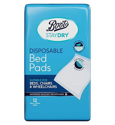 Boots Pharmaceuticals Staydry Disposable Bed Pads  - 12 Pack