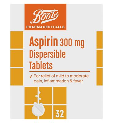 Boots Pharmaceuticals Aspirin 300mg Dispersible - 32 Tablets