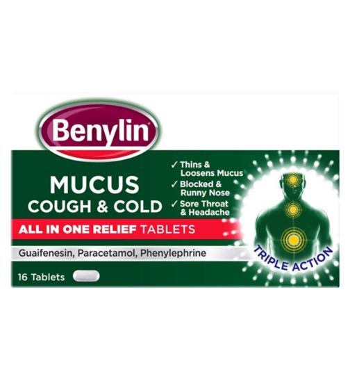 Benylin Mucus Cough & Cold All in One Relief Tablets- 16 tablets