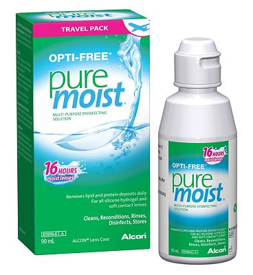 Click to view product details and reviews for Opti Free Puremoist Multi Purpose Disinfecting Solution Travel Pack 90ml.