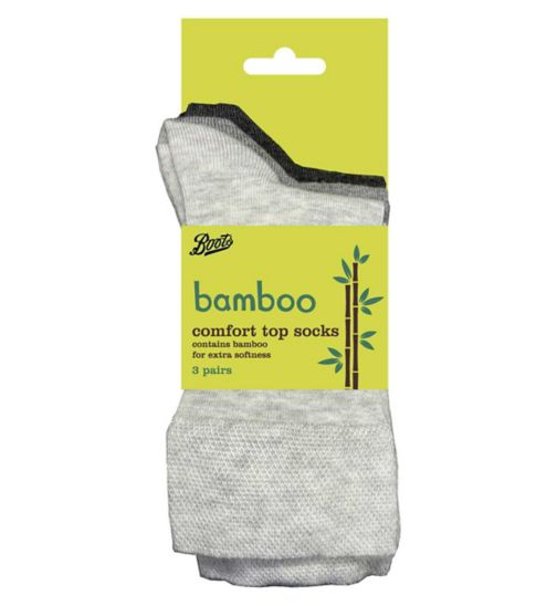 Boots Bamboo Comfort Top Socks 3 pair pack Mix Grey Size 4-7