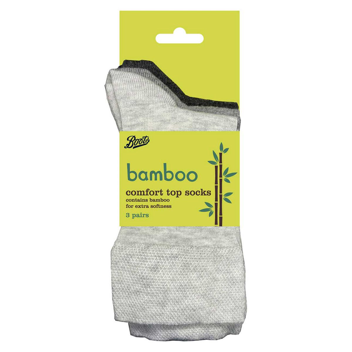 Boots Bamboo Comfort Top Socks 3 Pair Pack Mix Grey Size 4-7