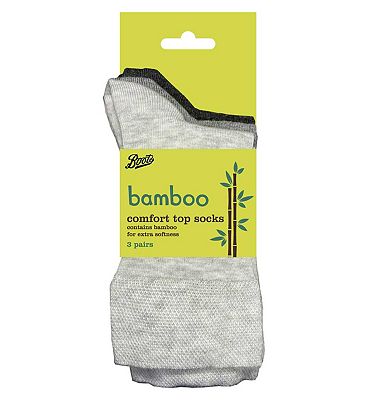 Boots Bamboo Comfort Top Socks Grey X3