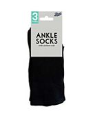 Boots Ultimate Comfort Cotton Ankle Socks 3 pair pack Black Size 4-7