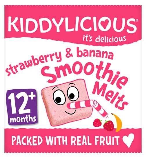 Kiddylicious Smoothie Melts, Strawberry & Banana, Infant Snack, 12months+, 6g