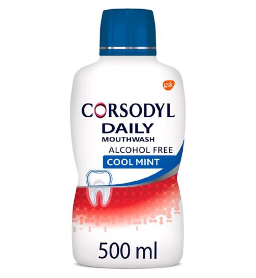 Corsodyl Daily Gum Care Mouthwash Alcohol Free, Cool Mint 500ml