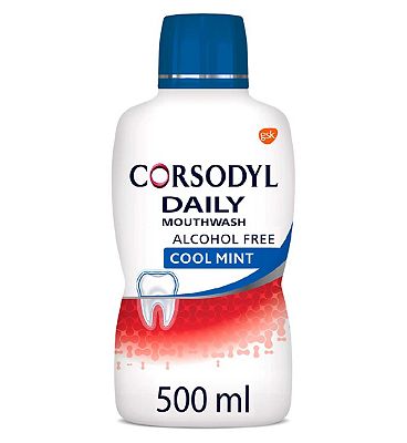 Click to view product details and reviews for Corsodyl Daily Cool Mint Alcohol Free Mouthwash 500ml.