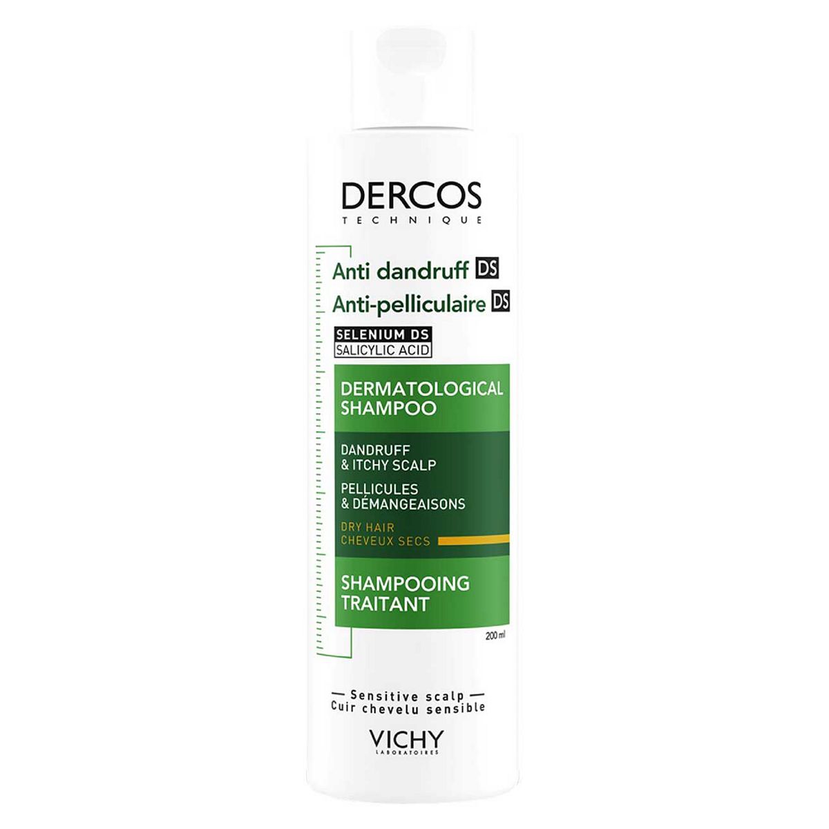 Vichy Dercos Anti-Dandruff And Anti-Itch Dermatological Shampoo For Dry Hair With Salicylic Acid,200 ml, 200ml
