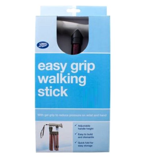 Boots Pharmaceuticals Easy Grip Folding Walking Stick With Gel Handle - Red