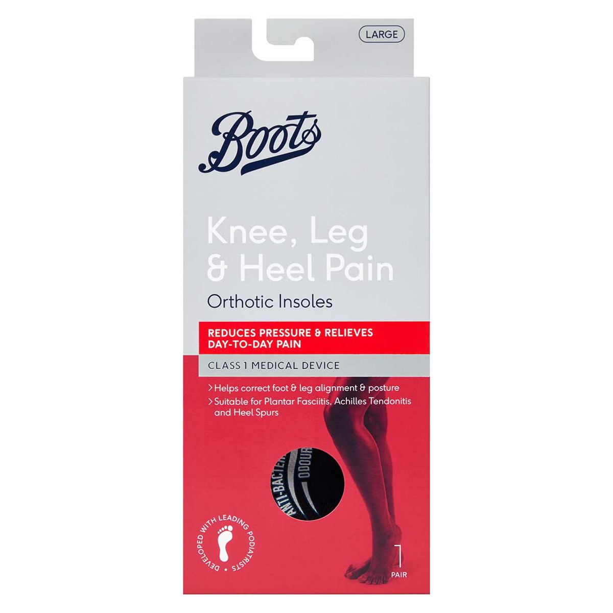   Knee, Leg & Heel Pain Orthotic Insoles- Large