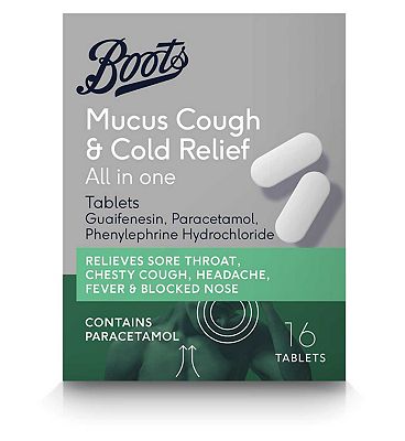 Boots Mucus Cough & Cold Relief All In One 16 Tablets