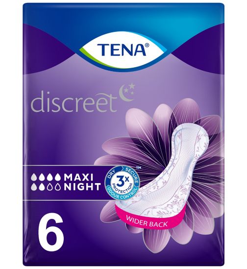 TENA Lady Maxi Night Incontinence Pads - 6 pack