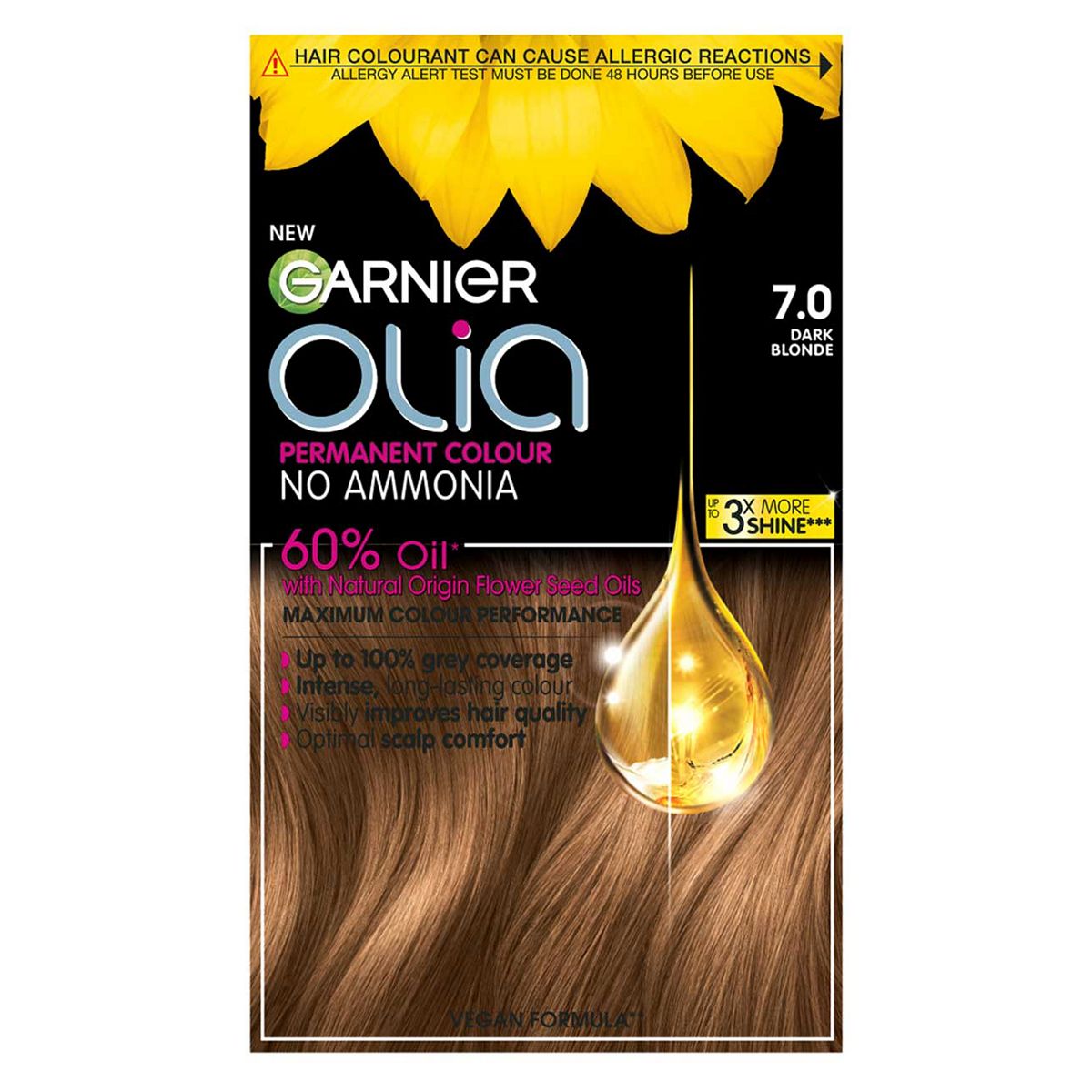 Garnier Olia 7.0 Dark Blonde - Permanent Hair Dye - No Ammonia - Permanent Hair Dye