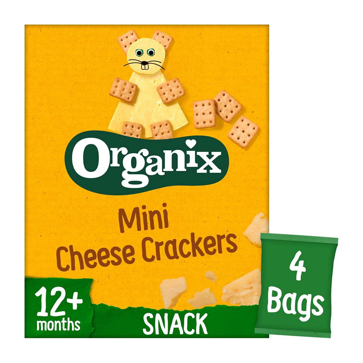 Organix Mini Organic Cheese Crackers Toddler Snack Multipack 4X20g