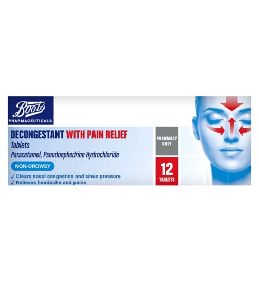 Boots Decongestant with Pain Relief Tablets - 12 Tablets