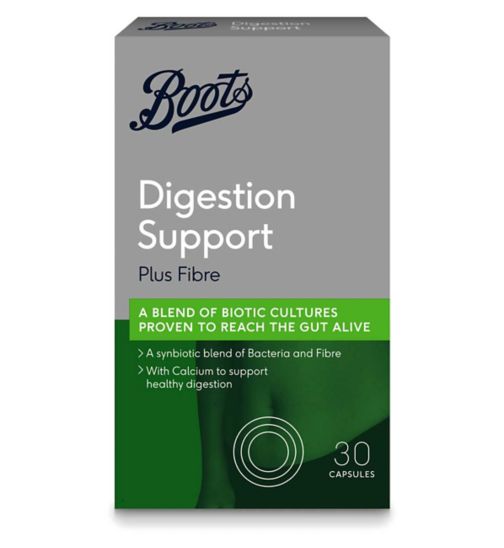 Boots Digestion Support Biotic Cultures + Calcium - 30 Capsules