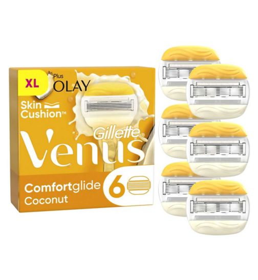 Venus Comfortglide Coconut plus Olay Razor Blades, 6 pack