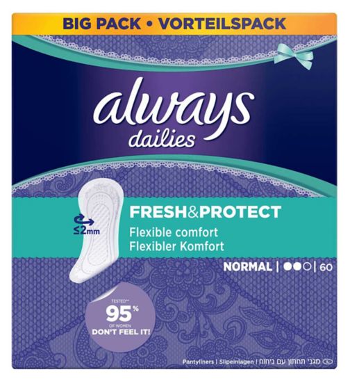 Always Dailies Fresh & Protect Panty Liners Normal x 60