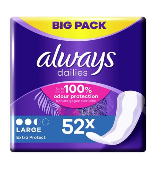 Always Dailies Extra Protect Panty Liners Large x 52