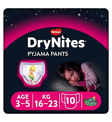 Huggies DryNites Pyjama Bed Wetting Pants Girls 3-5 Years - 10 Pants