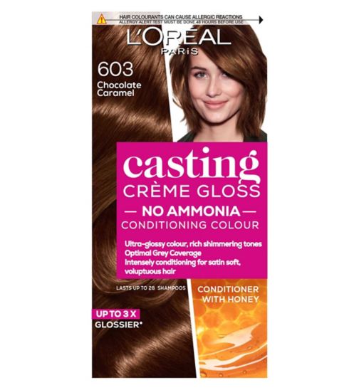 L'Oreal Paris Casting Creme Gloss Semi-Permanent Hair Dye, Brown Hair Dye 603 Chocolate Caramel