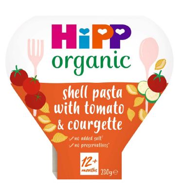HiPP Organic Shell Pasta with Tomatoes & Courgette Toddler Tray Meal 1-3 Years 230g