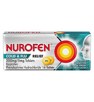 Nurofen Cold and Flu Relief Ibuprofen 200mg/5mg Tablets 16s