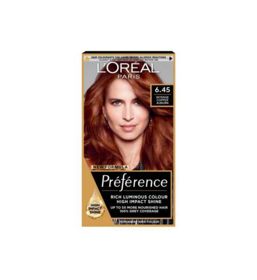L’Oréal Paris Preference Permanent Hair Dye, Luminous Colour, Intense Copper Auburn 6.45
