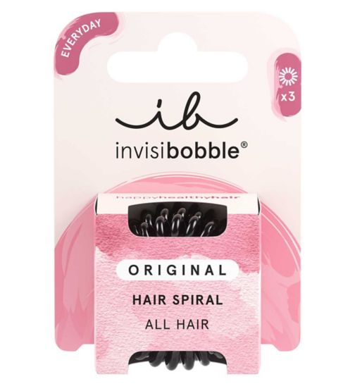 invisibobble ORIGINAL Black Hair Ties, 3 Pack