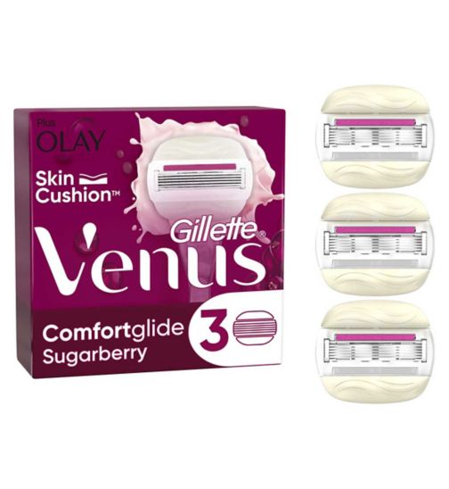 Venus Comfortglide Sugarberry plus Olay Razor Blades, 3 pack