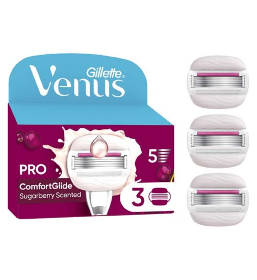 Venus Comfortglide Sugarberry plus Olay Razor Blades, 3 pack