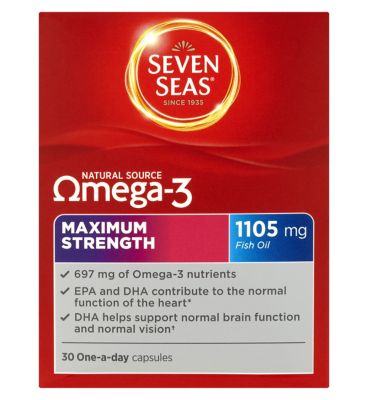 Seven Seas Natural Source Omega-3 Maximum Strength 1105mg Fish Oil 30 One-A-Day Capsules