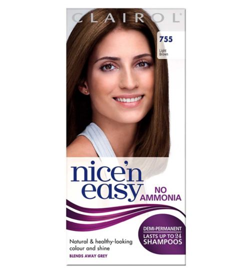 Clairol Nice'n Easy No Ammonia Semi-Permanent Hair Dye 755 Light Brown