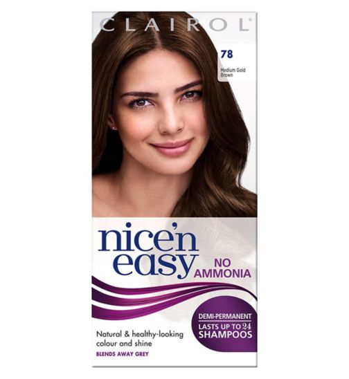 Clairol Nice'n Easy No Ammonia Semi-Permanent Hair Dye 78 Medium Golden Brown
