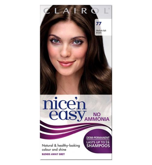 Clairol Nice'n Easy No Ammonia Semi-Permanent Hair Dye 77 Medium Ash Brown