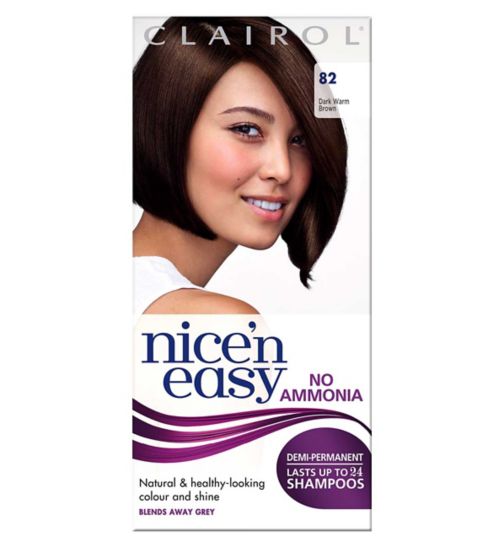 Clairol Nice'n Easy No Ammonia Semi-Permanent Hair Dye 82 Dark Warm Brown