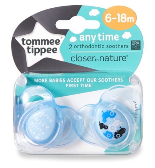 Pack of 2 Assorted Color Tommee Tippee Soothers 6-18 Months 